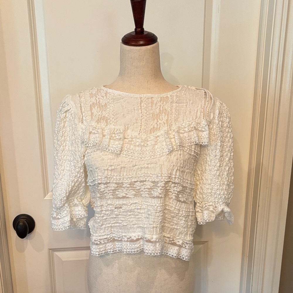 Anthropologie Cream Lace Blouse